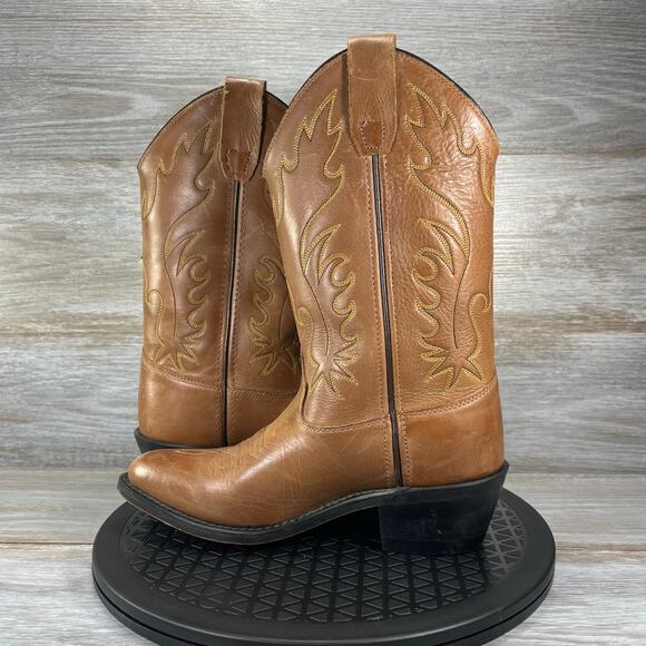 Old West Women's Brown Leather Cowboy Western Boots Size 5 D - Picture 5 of 8